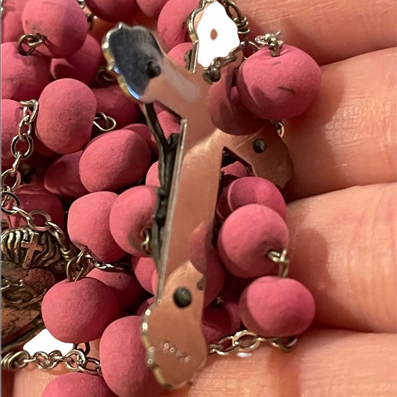 Vintage pink bead Silver cross crucifix rosary Italy Catholic necklace - Picture 9 of 10